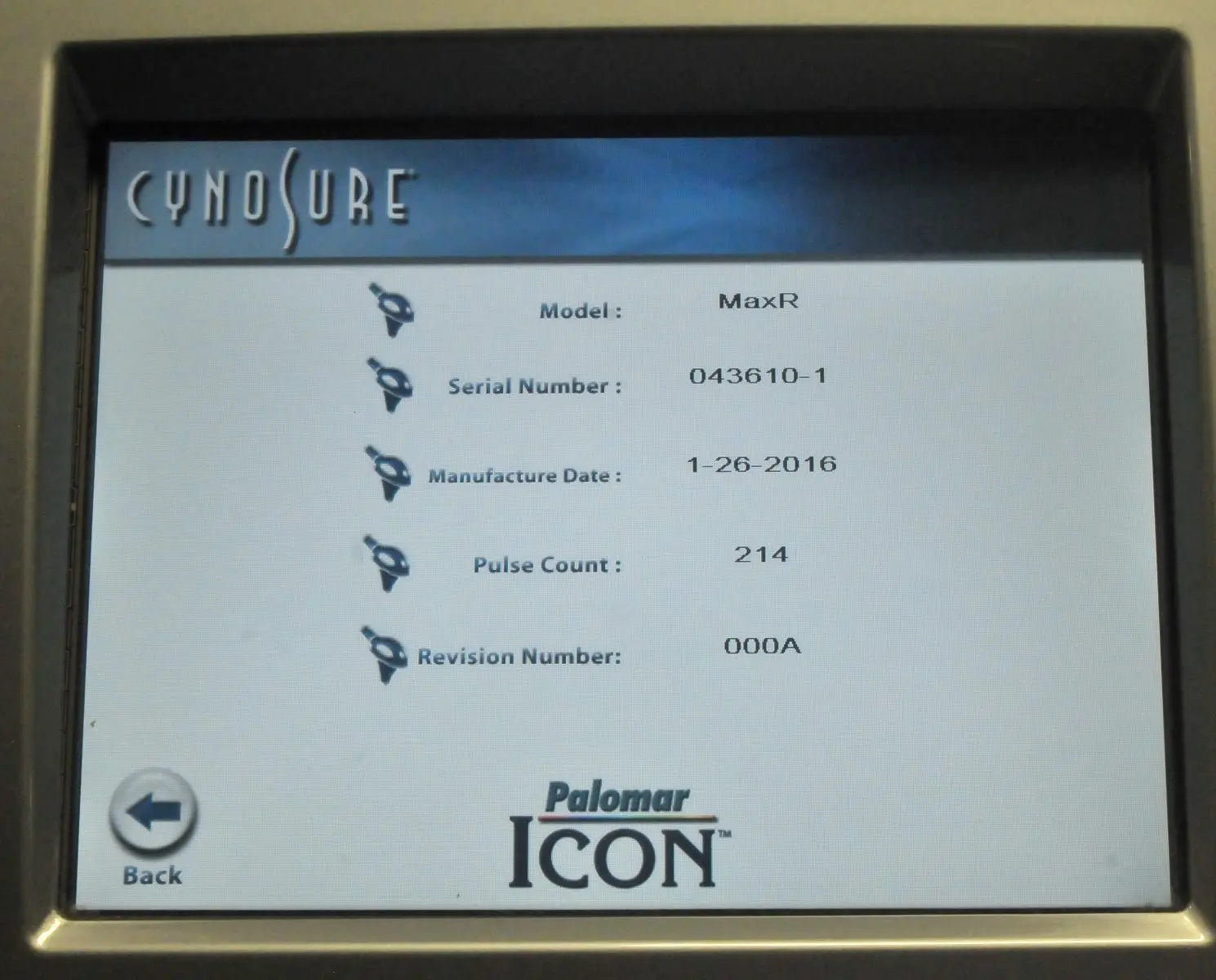 2016 Palomar ICON Laser MaxR Handpiece Hair Removal Max R Spot 2520B-R026 HP Palomar