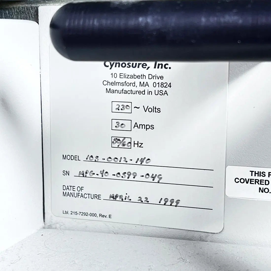 1999 Cynosure Apogee 40 Laser 755nm Hair Removal Wrinkles Spider Veins Lesions Cynosure