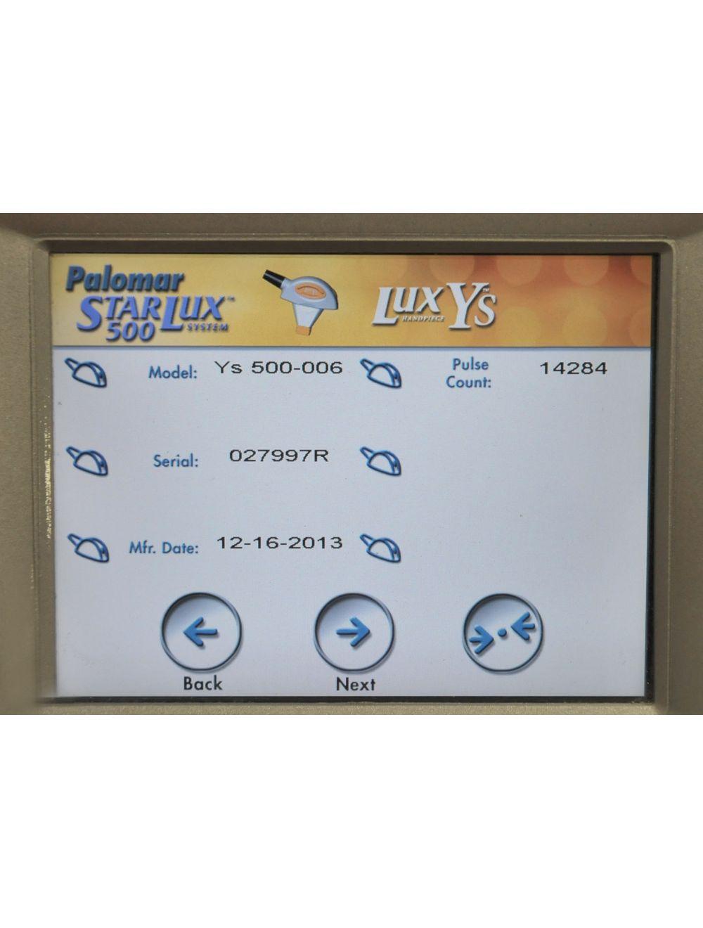 2013 Cynosure StarLux 500 Laser System LuxYs Handpiece Palomar Lux Ys Hand Piece Palomar
